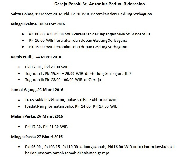 Jadwal Misa Pekan Suci Di Kaj Tahun Sesawi Net