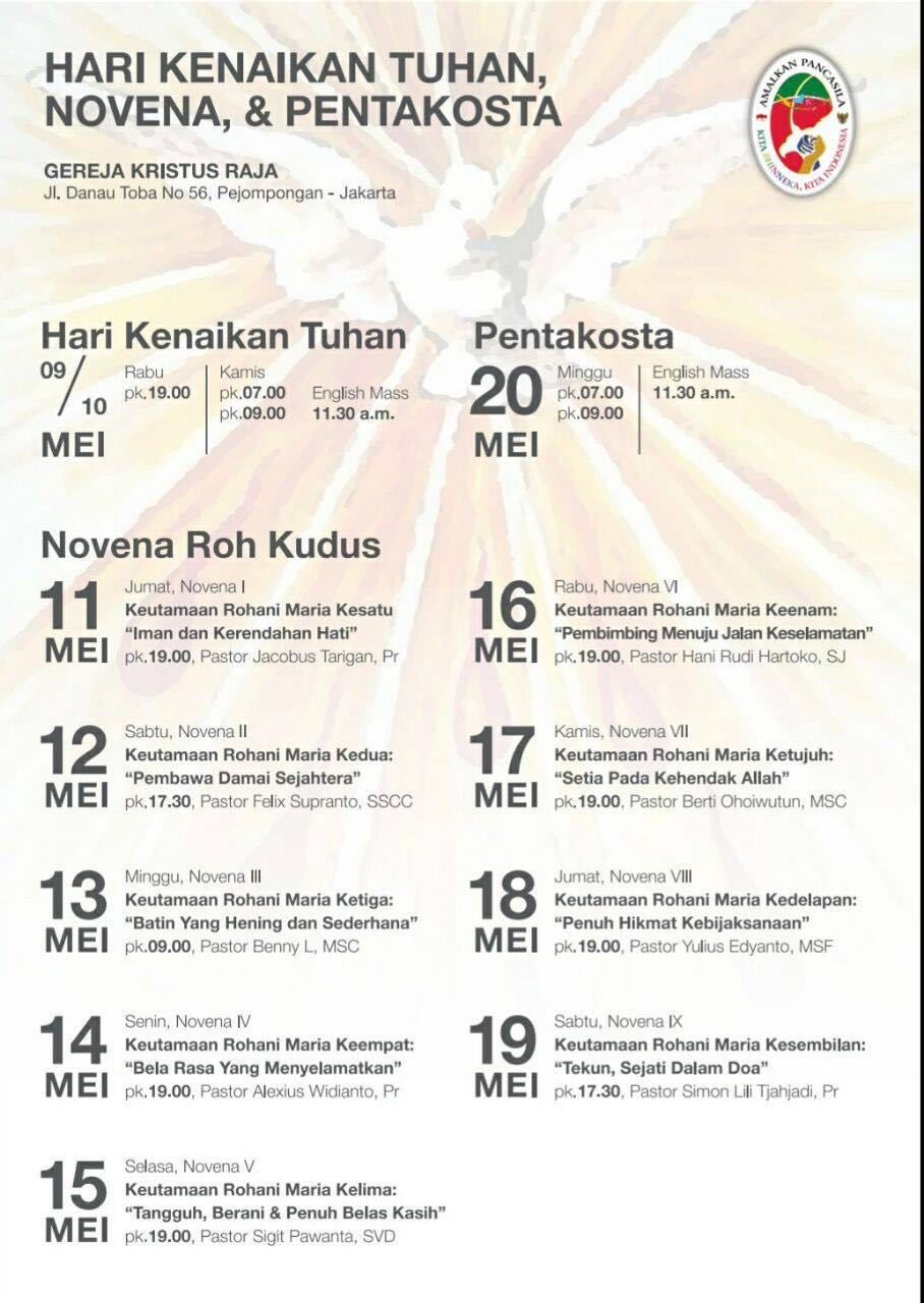 Agenda Novena Di Gereja Kristus Raja Pejompongan Jakarta Pusat