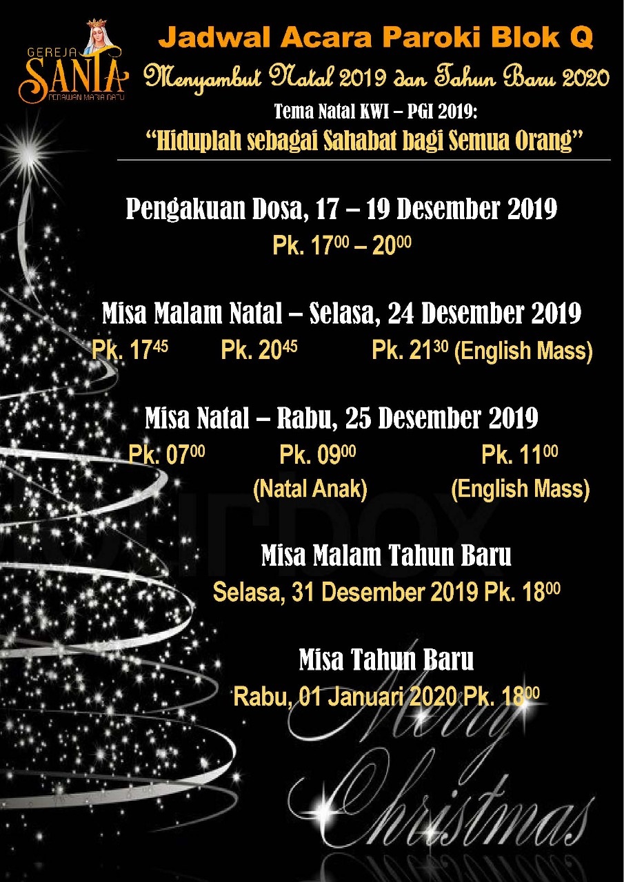 Jadwal Misa Vigili, Misa Natal 2019, Dan Misa Tahun Baru 2020 Di Paroki ...