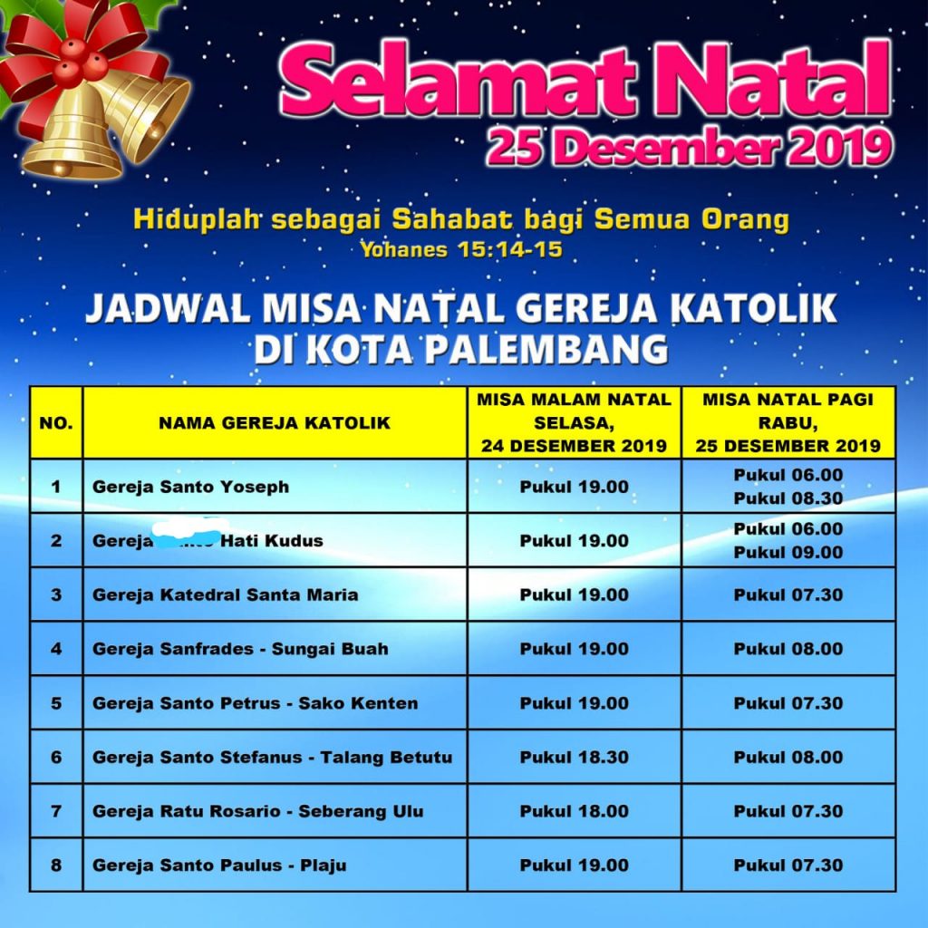 Jadwal Misa Viligi Dan Natal Di Kota Palembang - SESAWI.NET