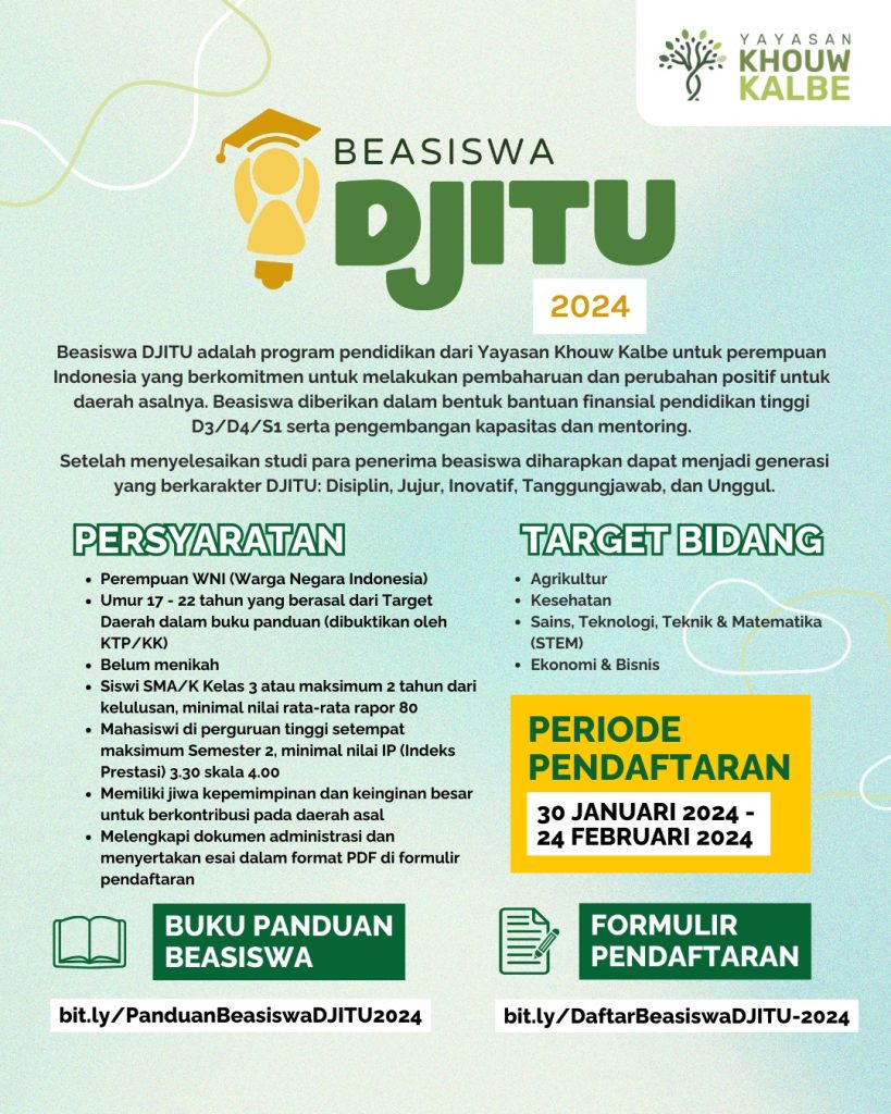 Beasiswa Djitu Untuk Remaja Perempuan Indonesia - SESAWI.NET