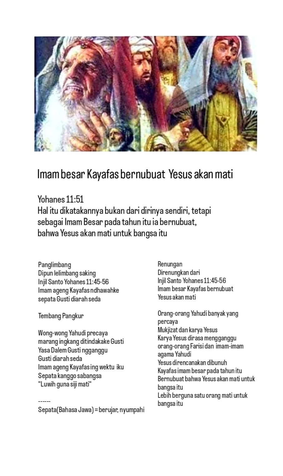 Imam Kayafas Bernubuat tentang Kematian Yesus - SESAWI.NET